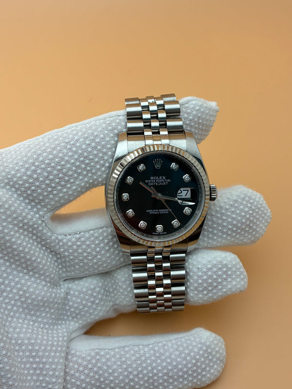 Rolex Datejust 36 116234 – Black Diamond Dial – Super Jubilee – Full Set 2019